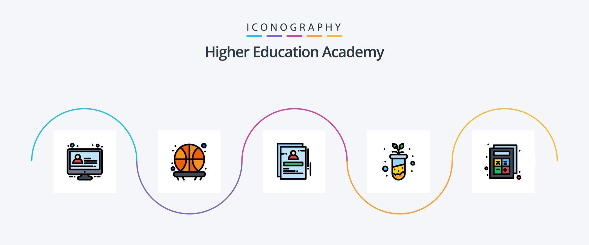 academia línea lleno plano 5 5 icono paquete incluso calculadora. agregar. personal. planta. educación vector