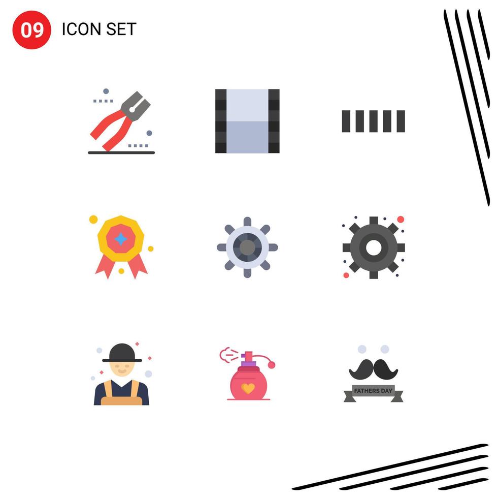 9 Universal Flat Color Signs Symbols of gear wheel phone ship prize Editable Vector Design Elements