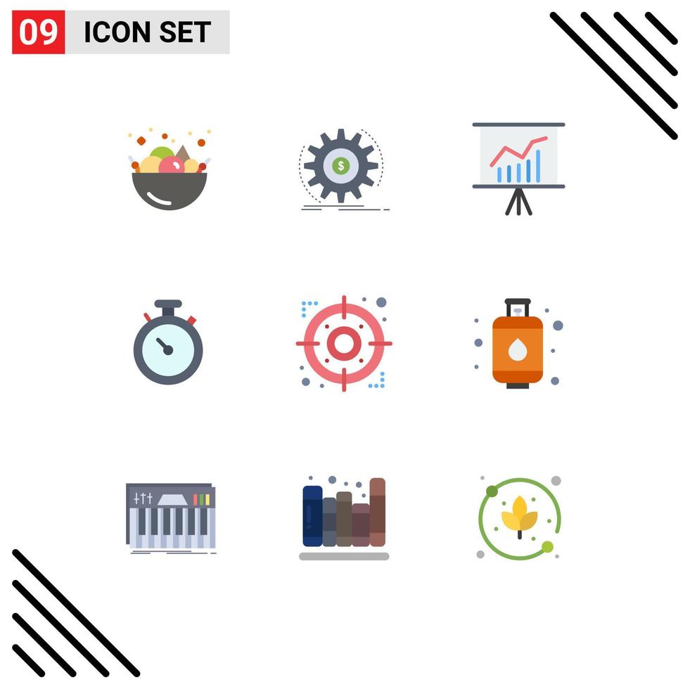 9 Universal Flat Colors Set for Web and Mobile Applications strategy pin lecture navigation compass Editable Vector Design Elements
