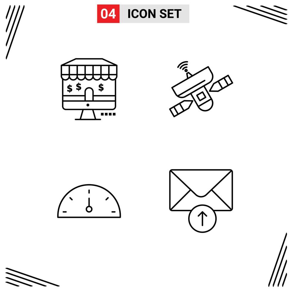 4 Line concept for Websites Mobile and Apps online gauge satellite space mail Editable Vector Design Elements
