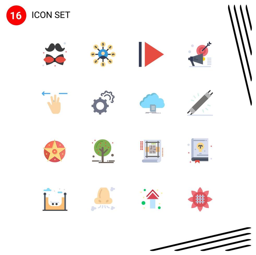 16 User Interface Flat Color Pack of modern Signs and Symbols of mobile gestures chain audiance marketing Editable Pack of Creative Vector Design Elements