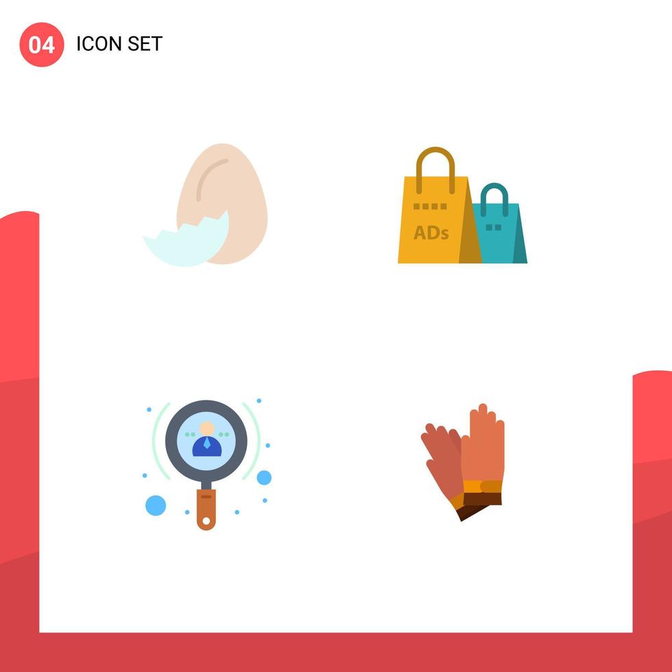 User Interface Pack of 4 Basic Flat Icons of egg growth spring purse investor Editable Vector Design Elements