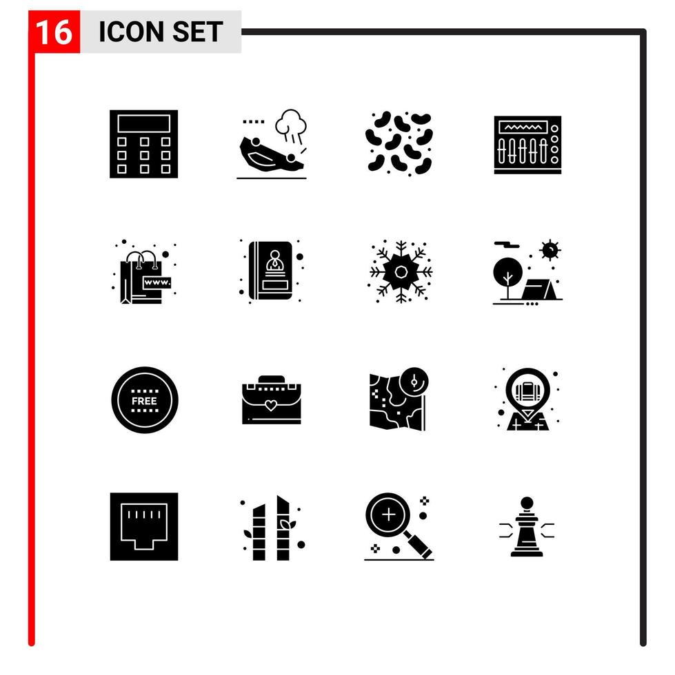 Modern Set of 16 Solid Glyphs Pictograph of world online diseases ecommerce music Editable Vector Design Elements