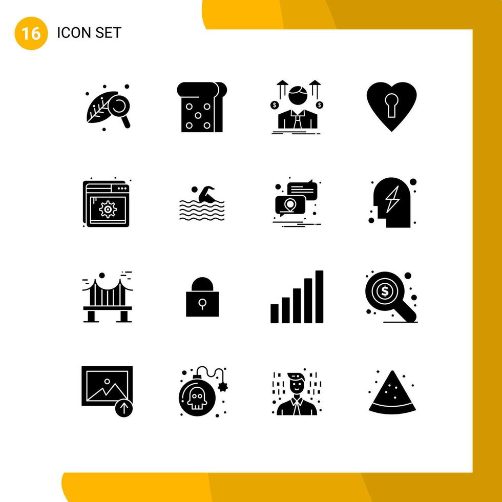 16 Creative Icons Modern Signs and Symbols of setting optimization avatar help love Editable Vector Design Elements