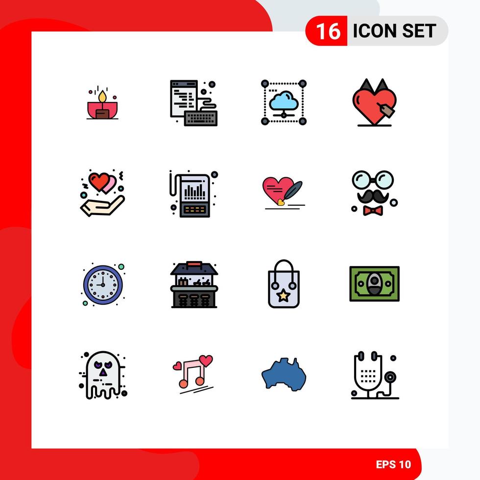 16 Universal Flat Color Filled Line Signs Symbols of ecommerce e page e commerce secure Editable Creative Vector Design Elements