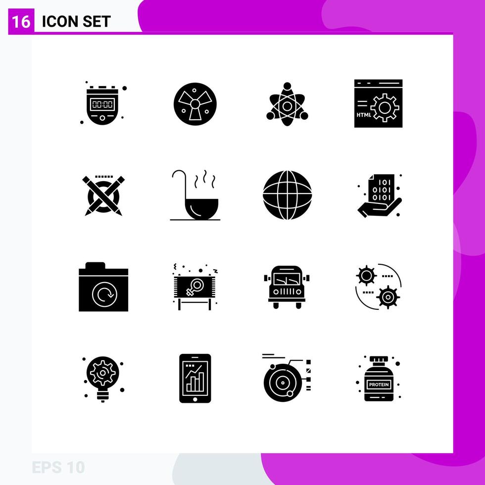 dieciséis creativo íconos moderno señales y símbolos de educación programación átomo desarrollo codificación editable vector diseño elementos