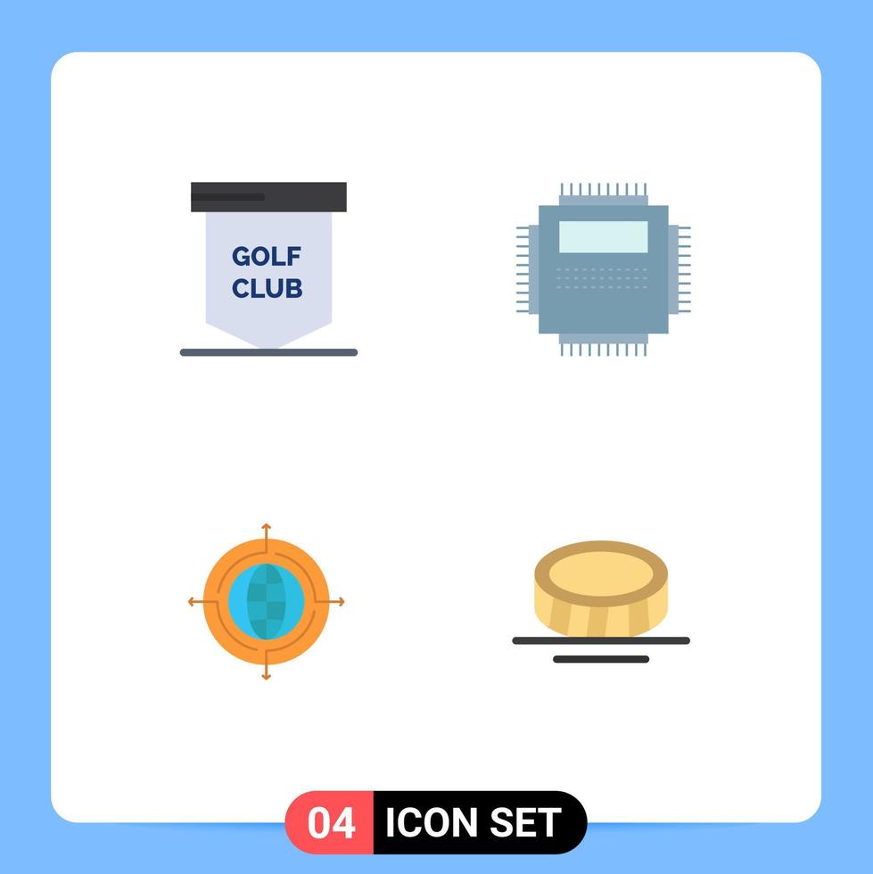 User Interface Pack of 4 Basic Flat Icons of game technology sport hardware focus Editable Vector Design Elements