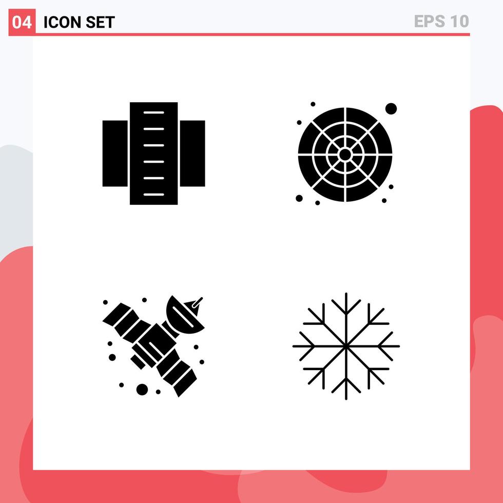 Pack of 4 creative Solid Glyphs of apartments sample flats color catalog satellite Editable Vector Design Elements