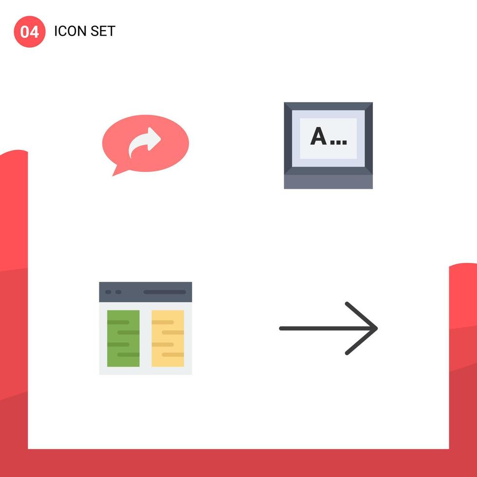 4 Universal Flat Icon Signs Symbols of basic communication right text interface Editable Vector Design Elements