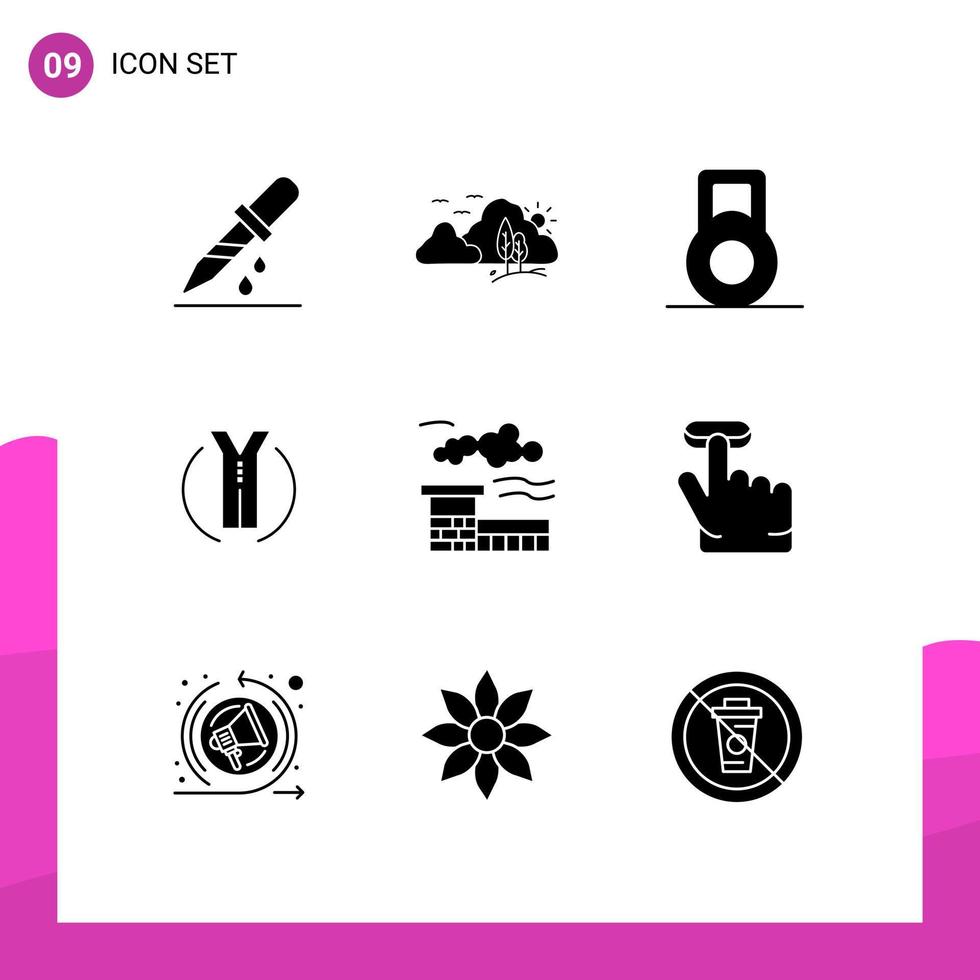 Stock Vector Icon Pack of 9 Line Signs and Symbols for click industry tree factory two way Editable Vector Design Elements