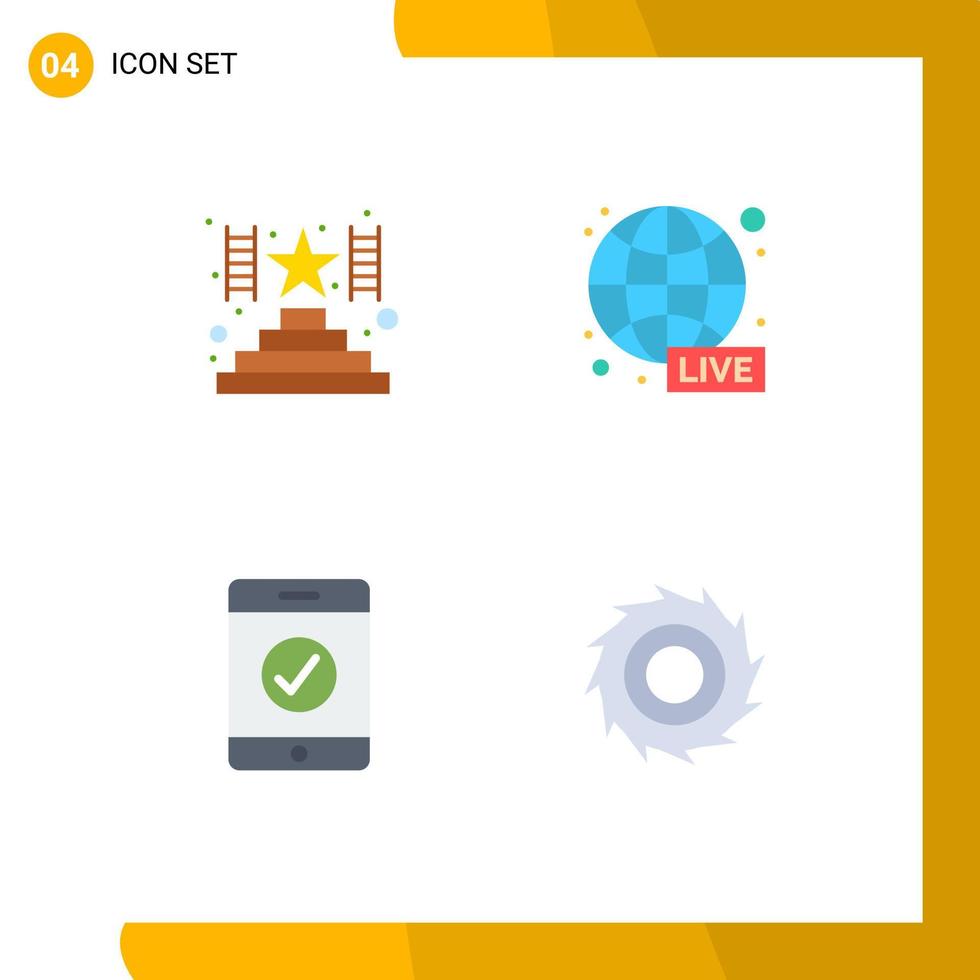4 Universal Flat Icon Signs Symbols of climb cutter broadcasting world wide line blades Editable Vector Design Elements