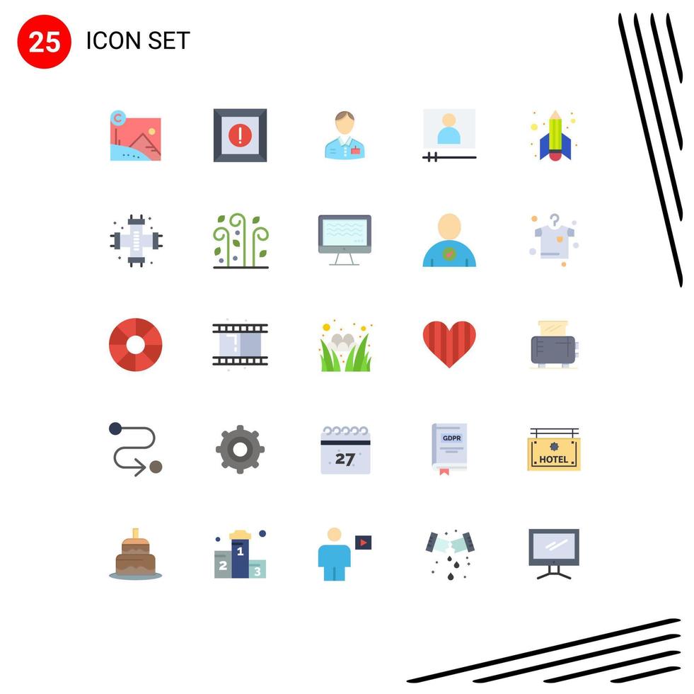 25 Flat Color concept for Websites Mobile and Apps success pencil bellhop video player video Editable Vector Design Elements
