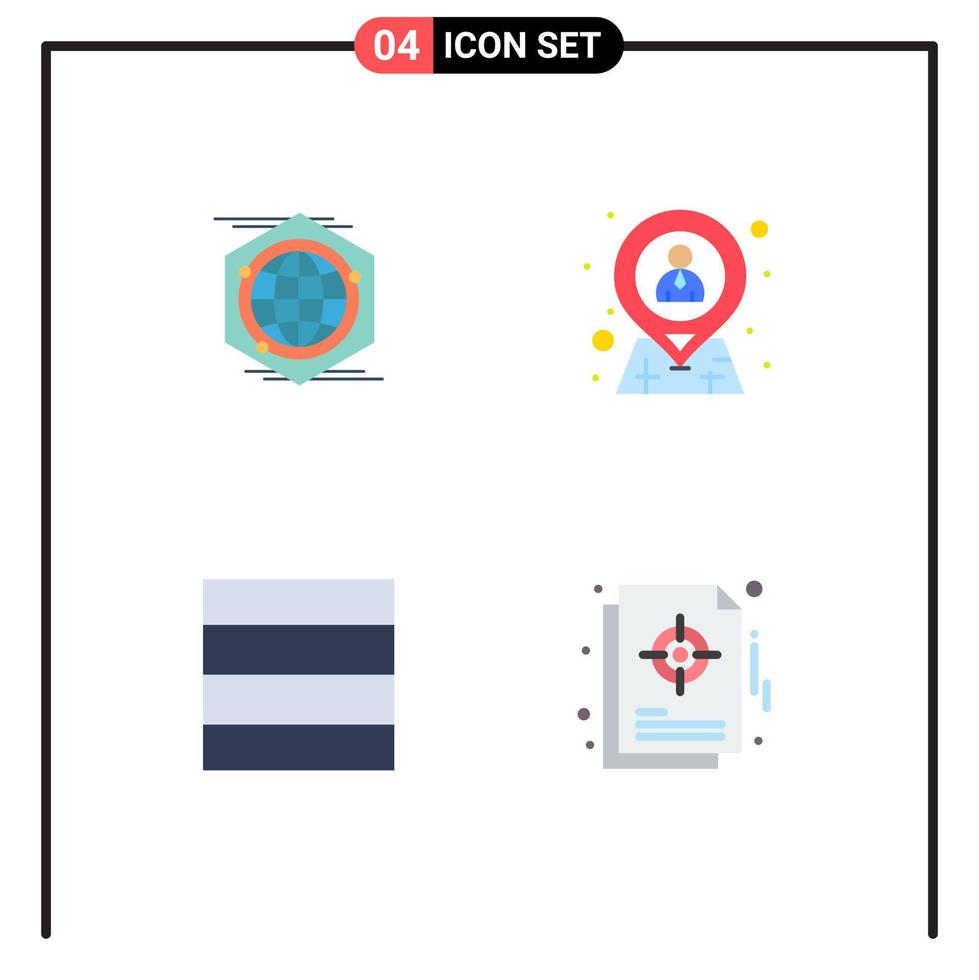 conjunto de 4 4 comercial plano íconos paquete para globo cuadrícula idea humano gráfico editable vector diseño elementos