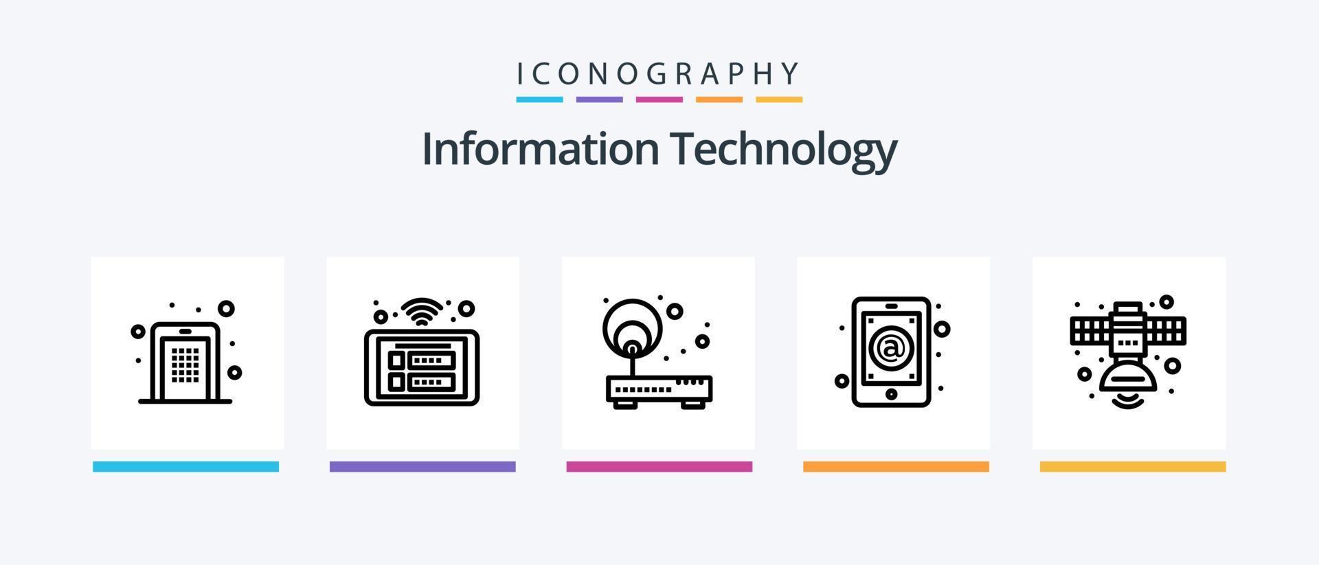 Information Technology Line 5 Icon Pack Including local. area. heat. website. success. Creative Icons Design vector