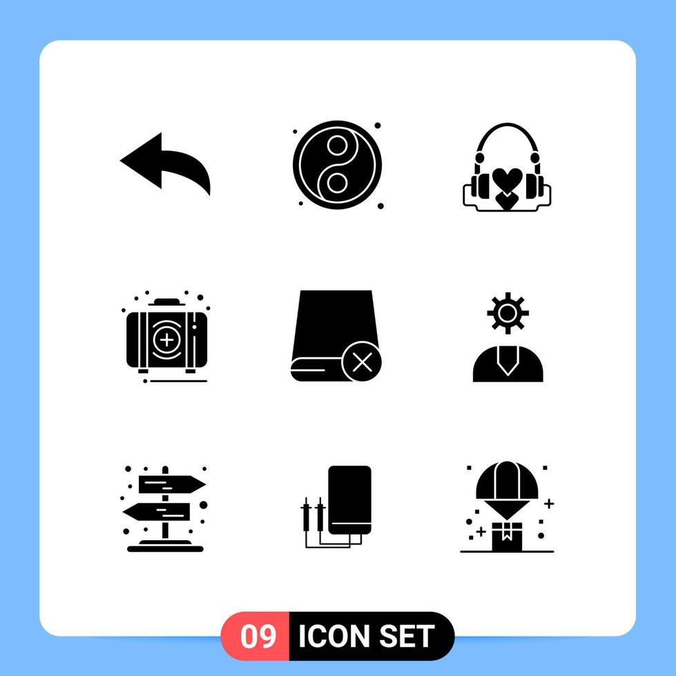 9 Universal Solid Glyphs Set for Web and Mobile Applications drive computers loving box first Editable Vector Design Elements