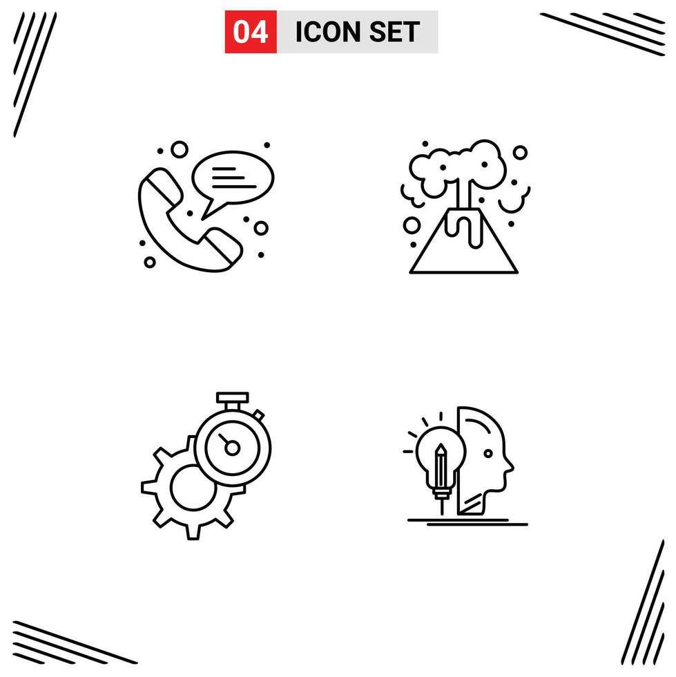 Set of 4 Modern UI Icons Symbols Signs for web setting energy timer user Editable Vector Design Elements