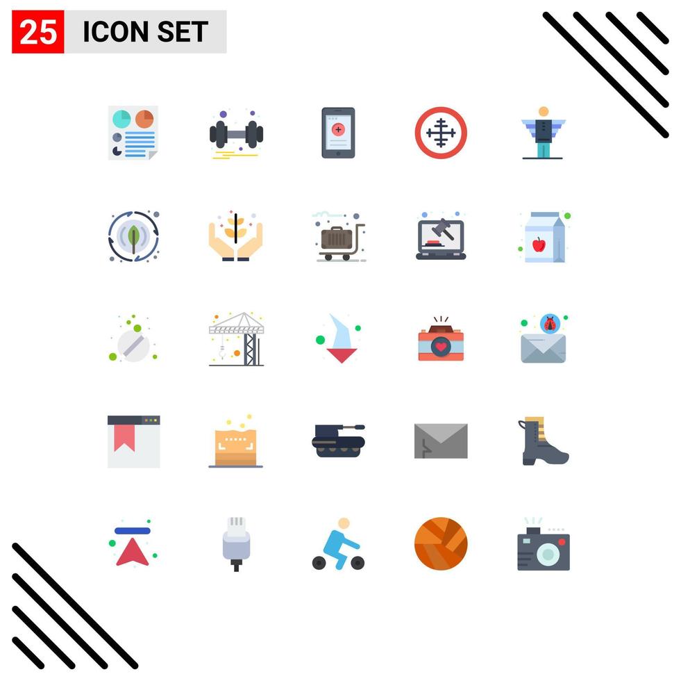 25 User Interface Flat Color Pack of modern Signs and Symbols of target military health badge hospital Editable Vector Design Elements
