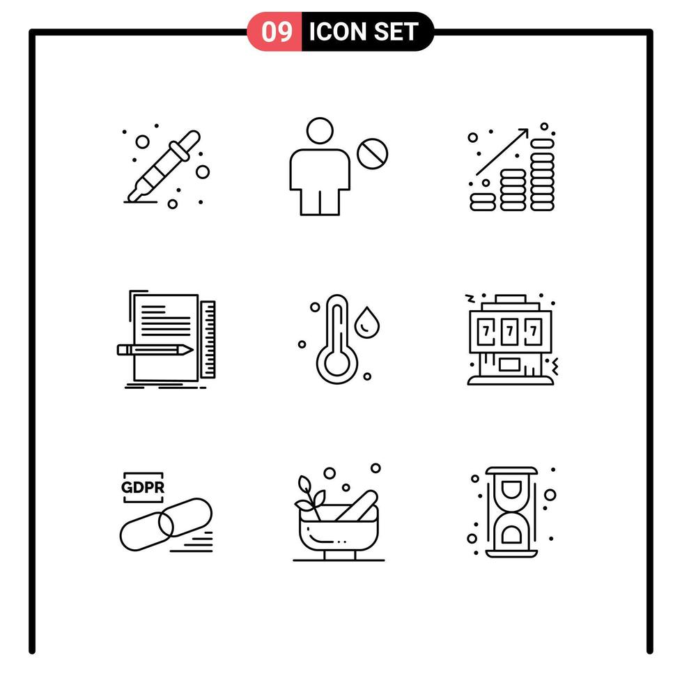 9 Thematic Vector Outlines and Editable Symbols of programming coding human code money Editable Vector Design Elements