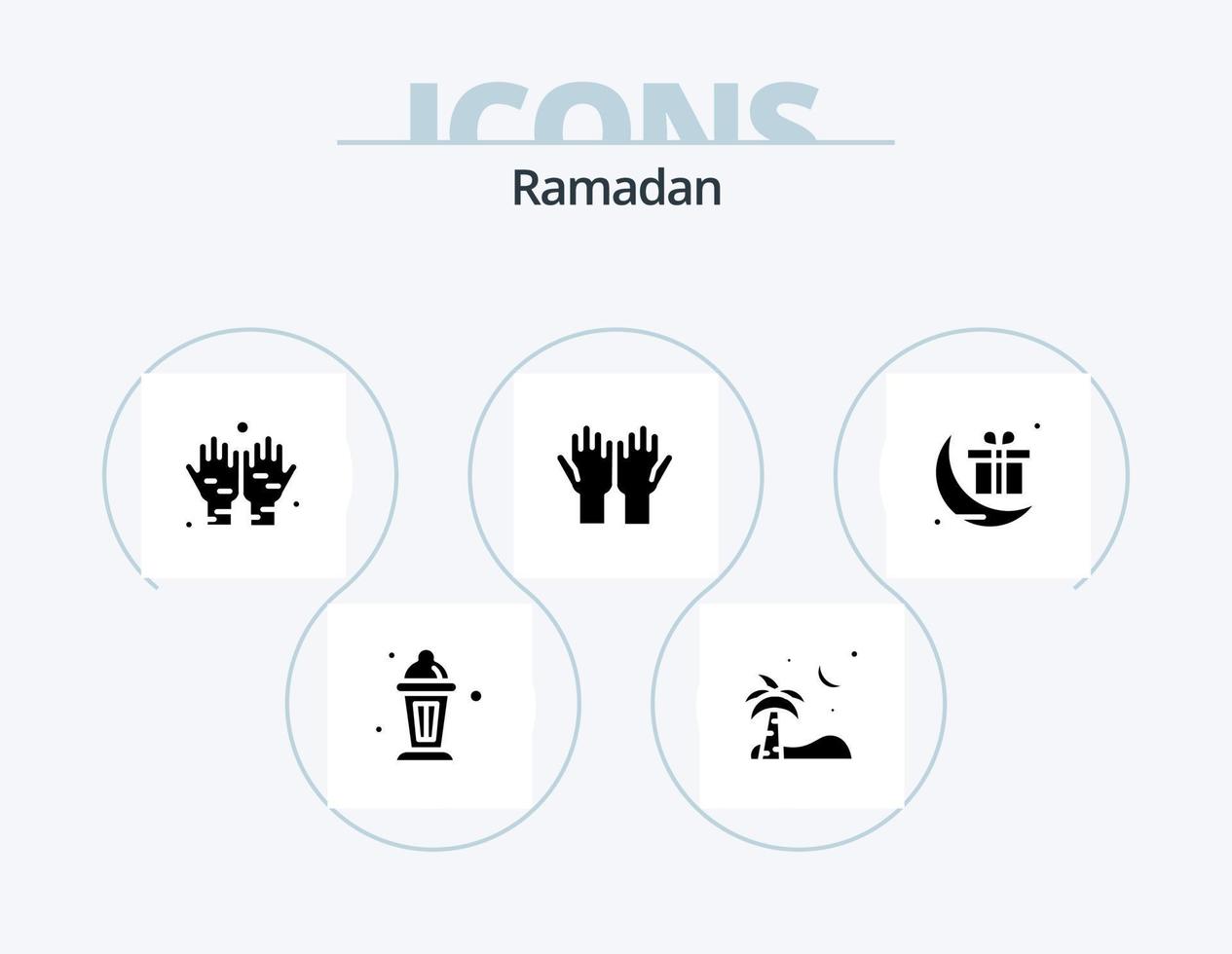 Ramadan Glyph Icon Pack 5 Icon Design. prayer . muslim . palm . namaz vector
