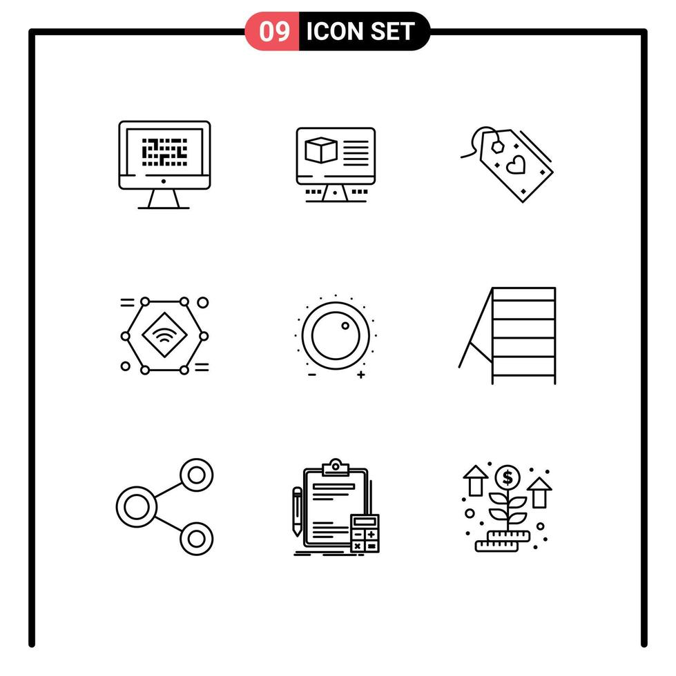 Set of 9 Vector Outlines on Grid for record internet of things internet offer valentine Editable Vector Design Elements