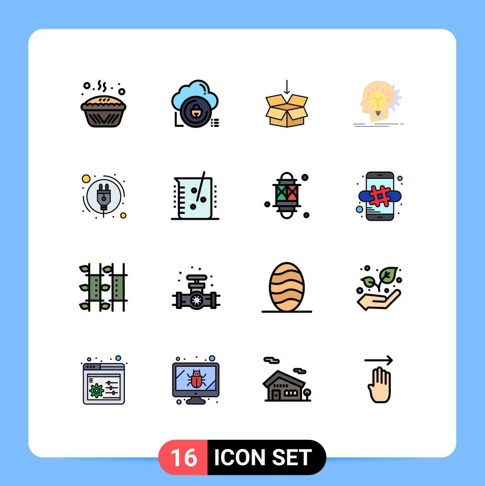 16 Creative Icons Modern Signs and Symbols of idea creativity lock creative shepping Editable Creative Vector Design Elements