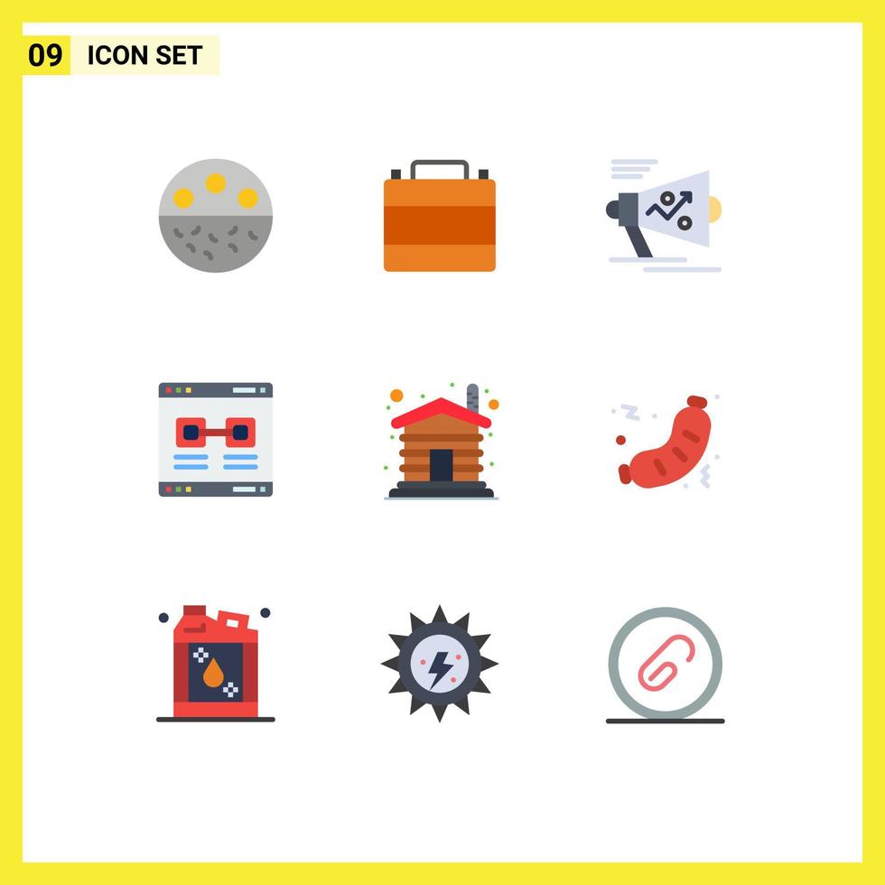 9 User Interface Flat Color Pack of modern Signs and Symbols of promote internet clothes shop announce loudspeaker Editable Vector Design Elements
