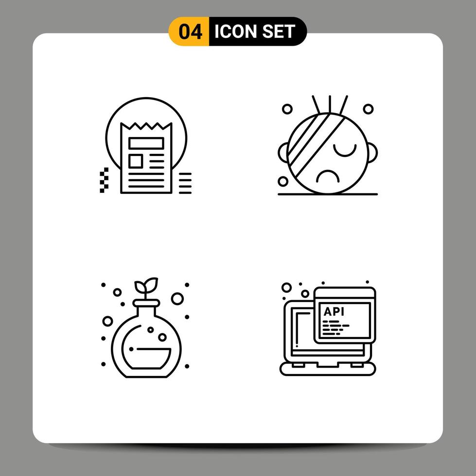 4 Creative Icons Modern Signs and Symbols of document green news hospital api Editable Vector Design Elements