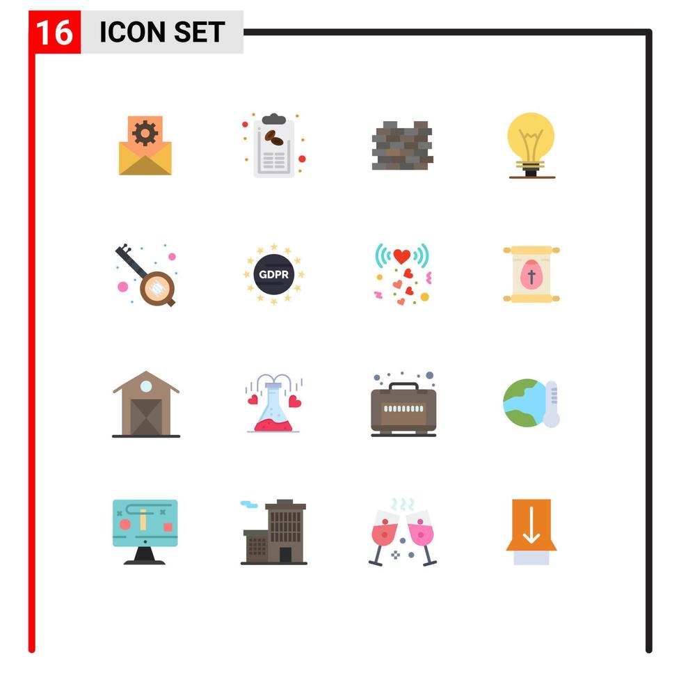 16 Flat Color concept for Websites Mobile and Apps india invention menu innovation security Editable Pack of Creative Vector Design Elements