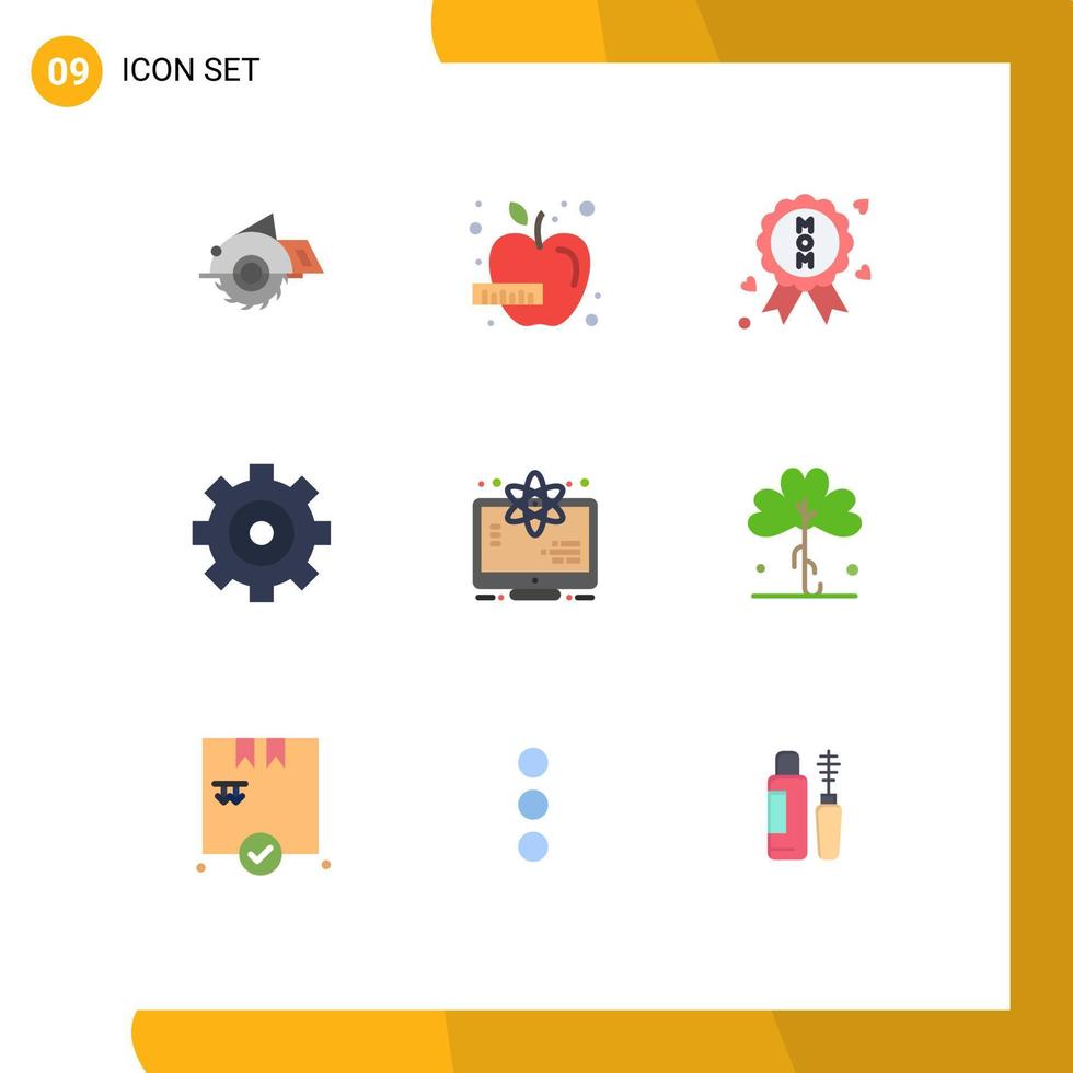 Modern Set of 9 Flat Colors Pictograph of science atom vegetable options control Editable Vector Design Elements