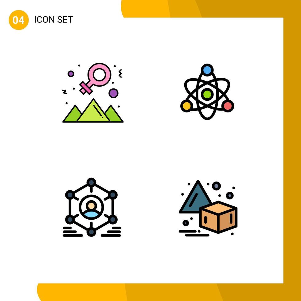 User Interface Pack of 4 Basic Filledline Flat Colors of achievement group success education team Editable Vector Design Elements