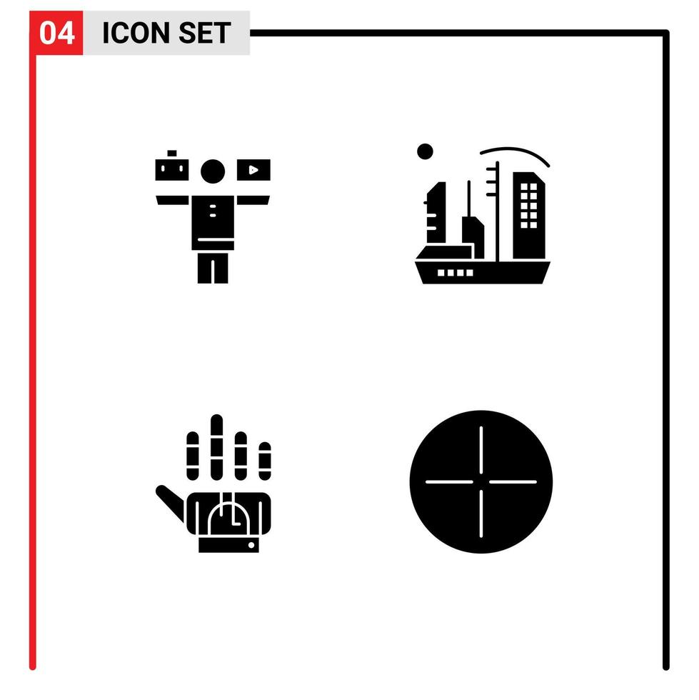 Set of 4 Modern UI Icons Symbols Signs for balance tracking work colony hand Editable Vector Design Elements