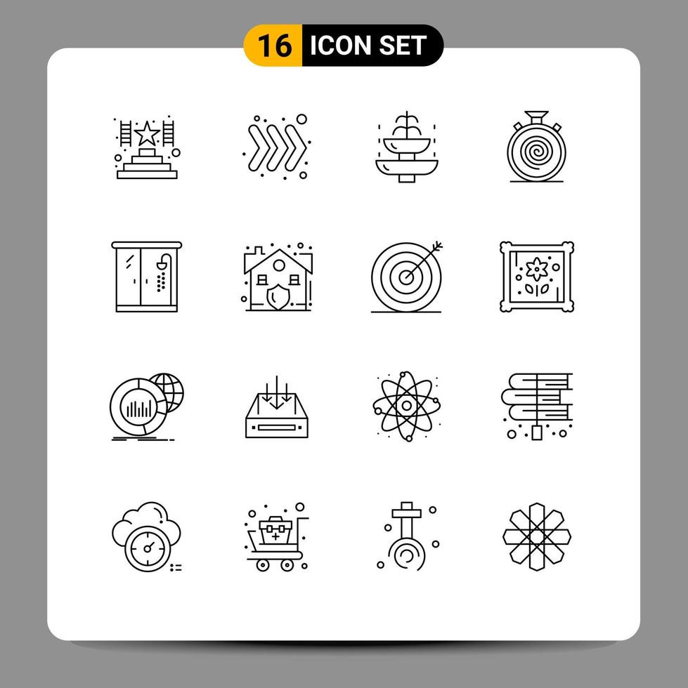 Outline Pack of 16 Universal Symbols of living slow journey nonstop cycle Editable Vector Design Elements