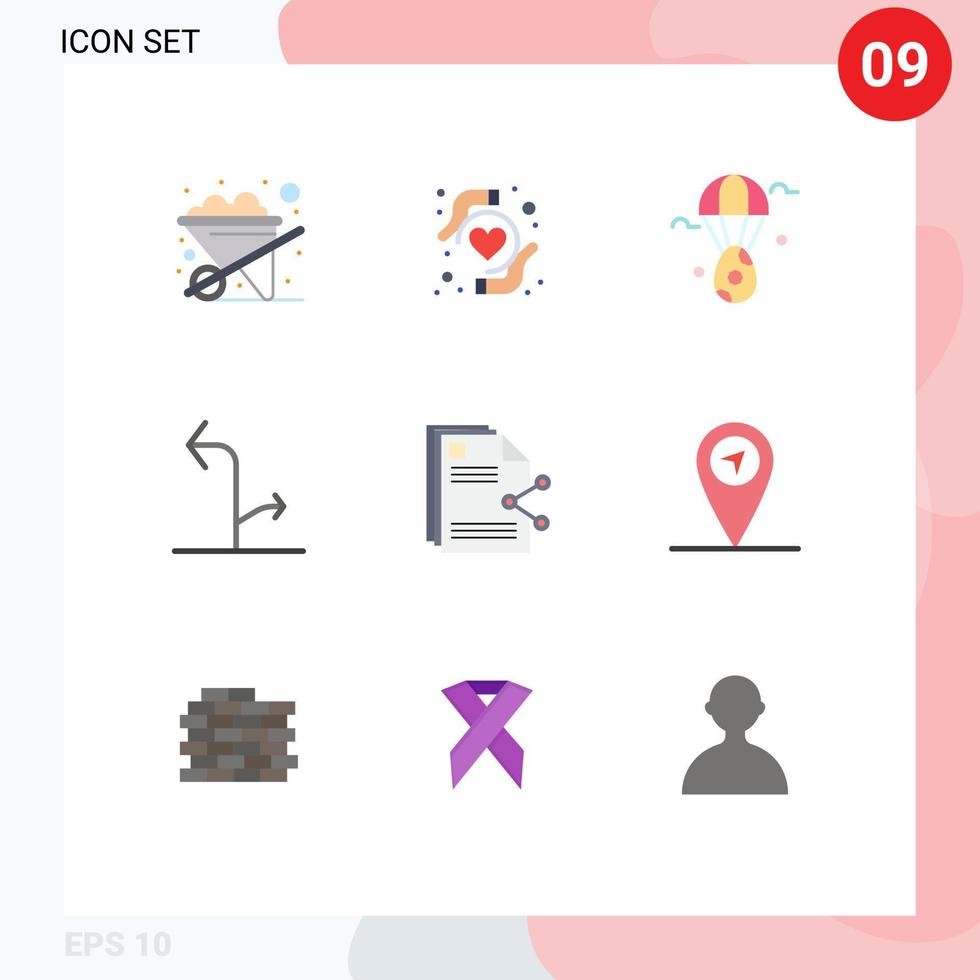 Modern Set of 9 Flat Colors Pictograph of share files bloon content signs Editable Vector Design Elements