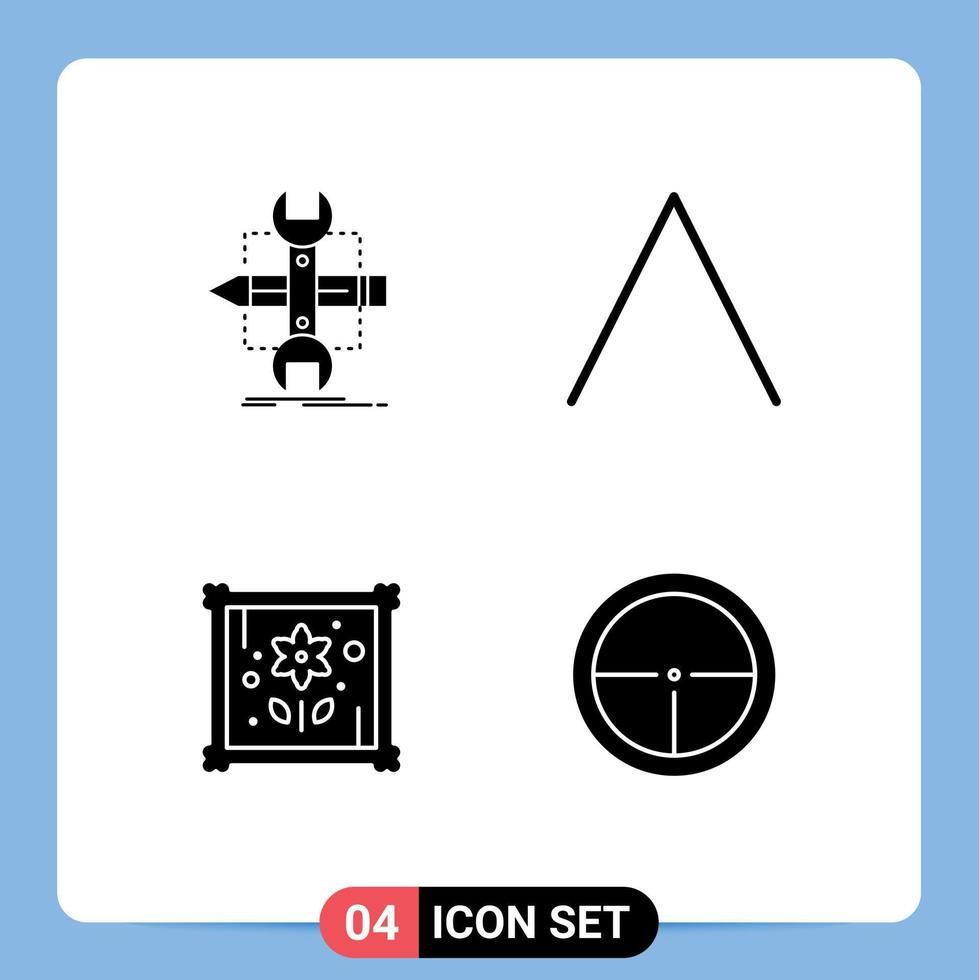 Set of 4 Commercial Solid Glyphs pack for build hobbies sketch top army Editable Vector Design Elements