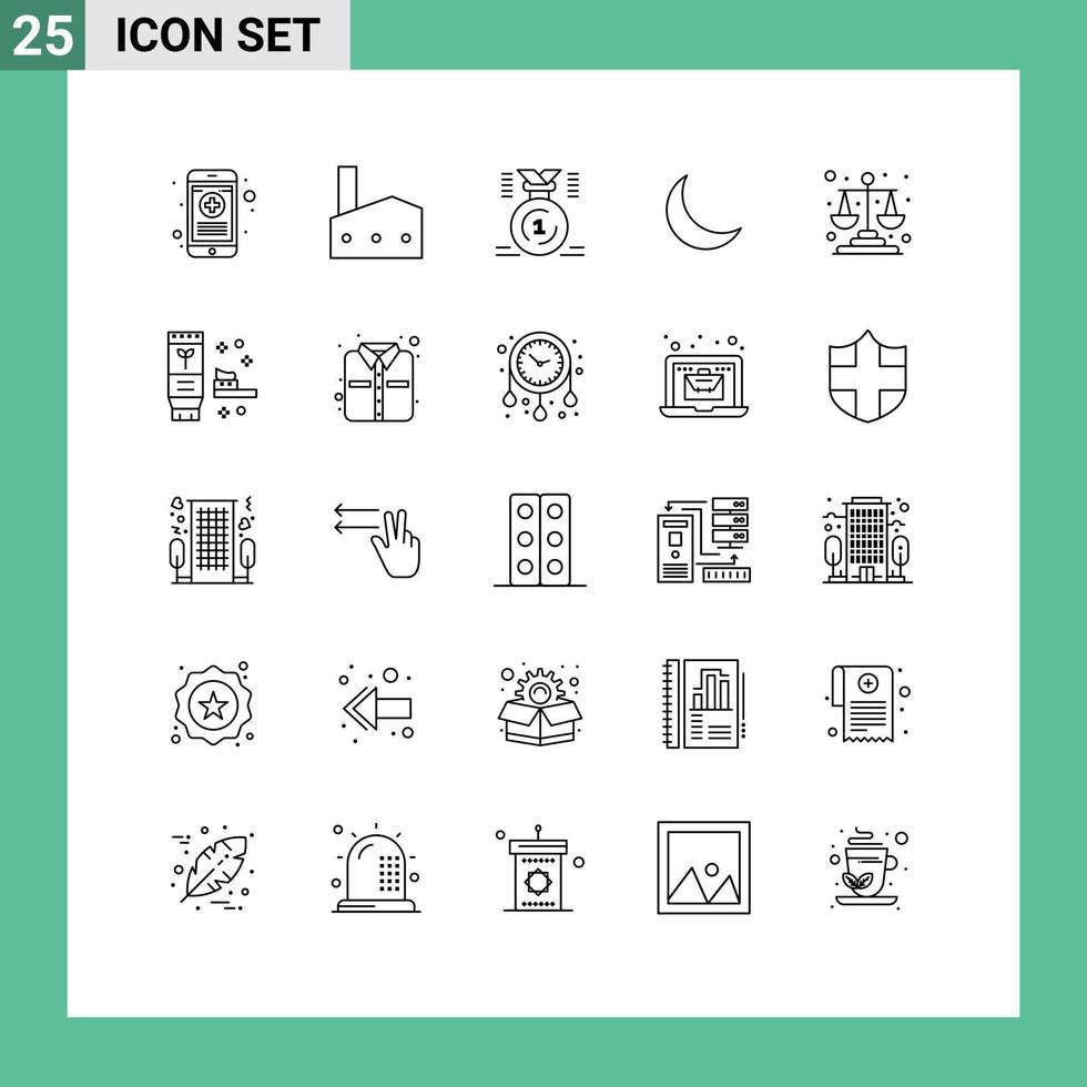 Universal Icon Symbols Group of 25 Modern Lines of natural night nuclear plant moon first Editable Vector Design Elements