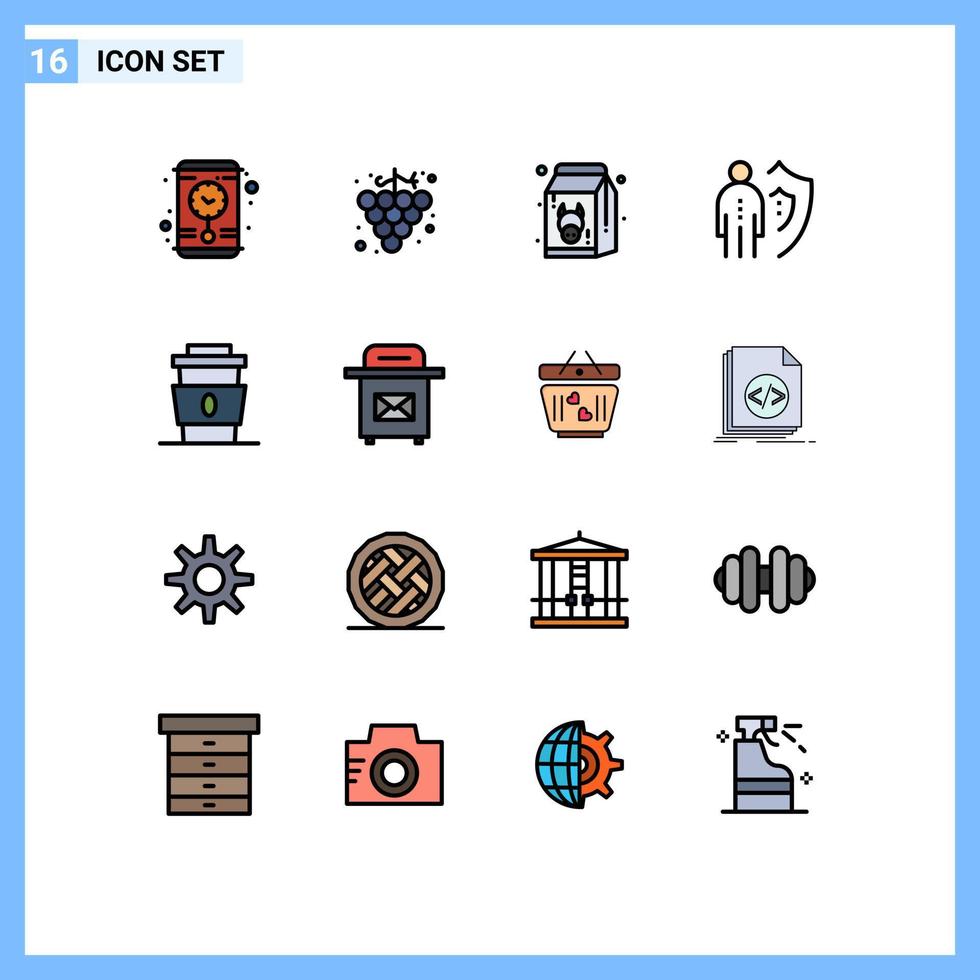 Set of 16 Modern UI Icons Symbols Signs for cup protection fresh person job Editable Creative Vector Design Elements