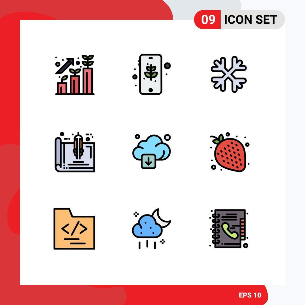 9 9 creativo íconos moderno señales y símbolos de nube hogar nieve inmuebles herramientas editable vector diseño elementos