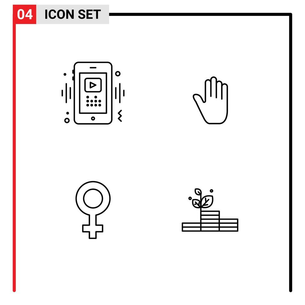 Modern Set of 4 Filledline Flat Colors Pictograph of phone female player gestures gender Editable Vector Design Elements