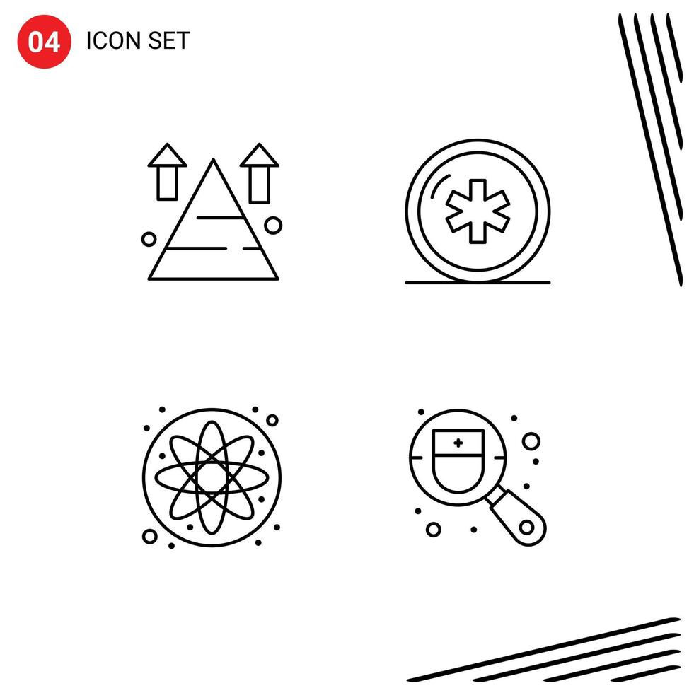 Modern Set of 4 Filledline Flat Colors and symbols such as mountain medicine sucess health laboratory Editable Vector Design Elements