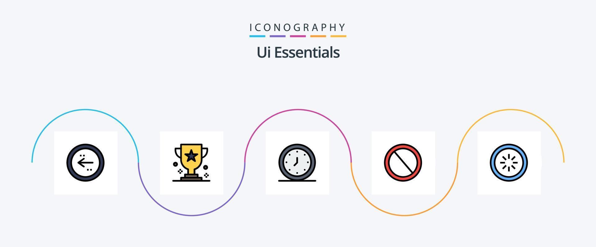 Ui Essentials Line Filled Flat 5 Icon Pack Including garbage. bin. prize. timer. clock vector