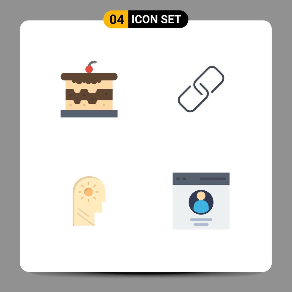 Pictogram Set of 4 Simple Flat Icons of bakery control food pin setting Editable Vector Design Elements