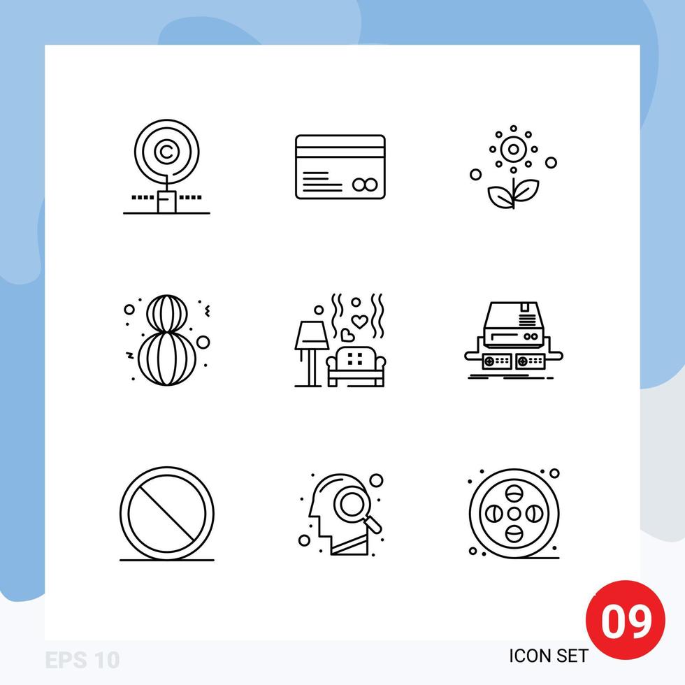 Outline Pack of 9 Universal Symbols of lump lovely payments happy spring Editable Vector Design Elements