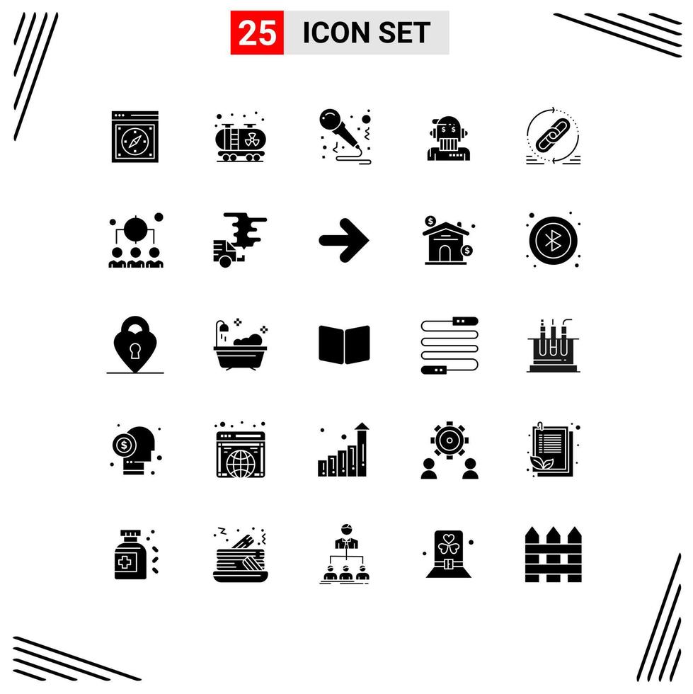 25 Universal Solid Glyph Signs Symbols of link algorithm birthday advisor robo advisor Editable Vector Design Elements