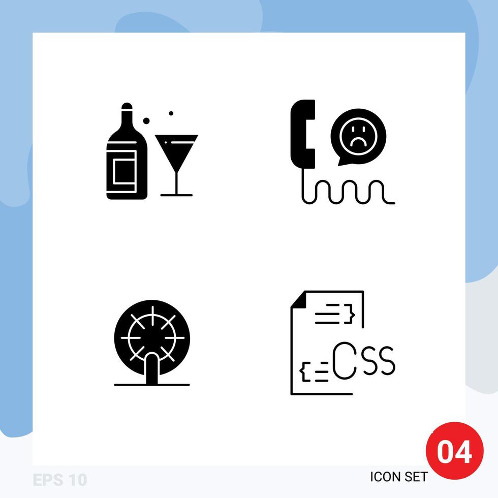Set of Vector Solid Glyphs on Grid for glass wheel wine help ship Editable Vector Design Elements