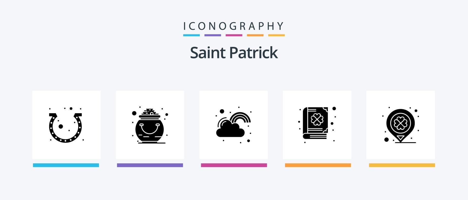 Saint Patrick Glyph 5 Icon Pack Including day. book. patrick. lucky. joy. Creative Icons Design vector