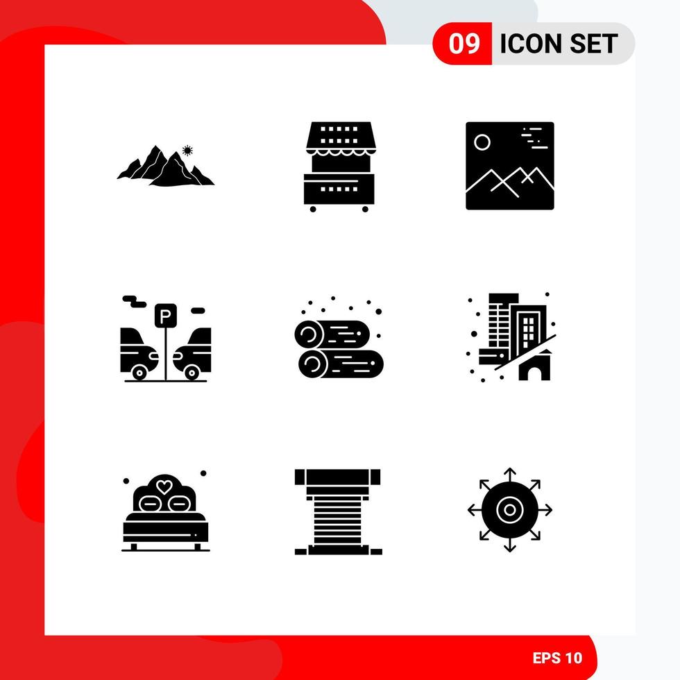 9 Solid Glyph concept for Websites Mobile and Apps cabin transport kiosk car picture Editable Vector Design Elements