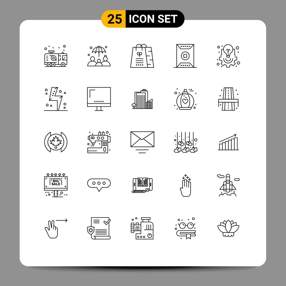 Pictogram Set of 25 Simple Lines of bulb sports bag sport field Editable Vector Design Elements