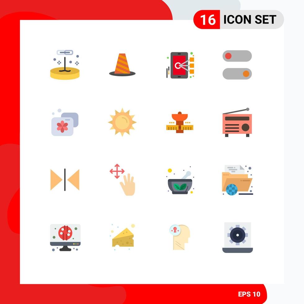 16 Thematic Vector Flat Colors and Editable Symbols of accommodation switch stop control mobile Editable Pack of Creative Vector Design Elements