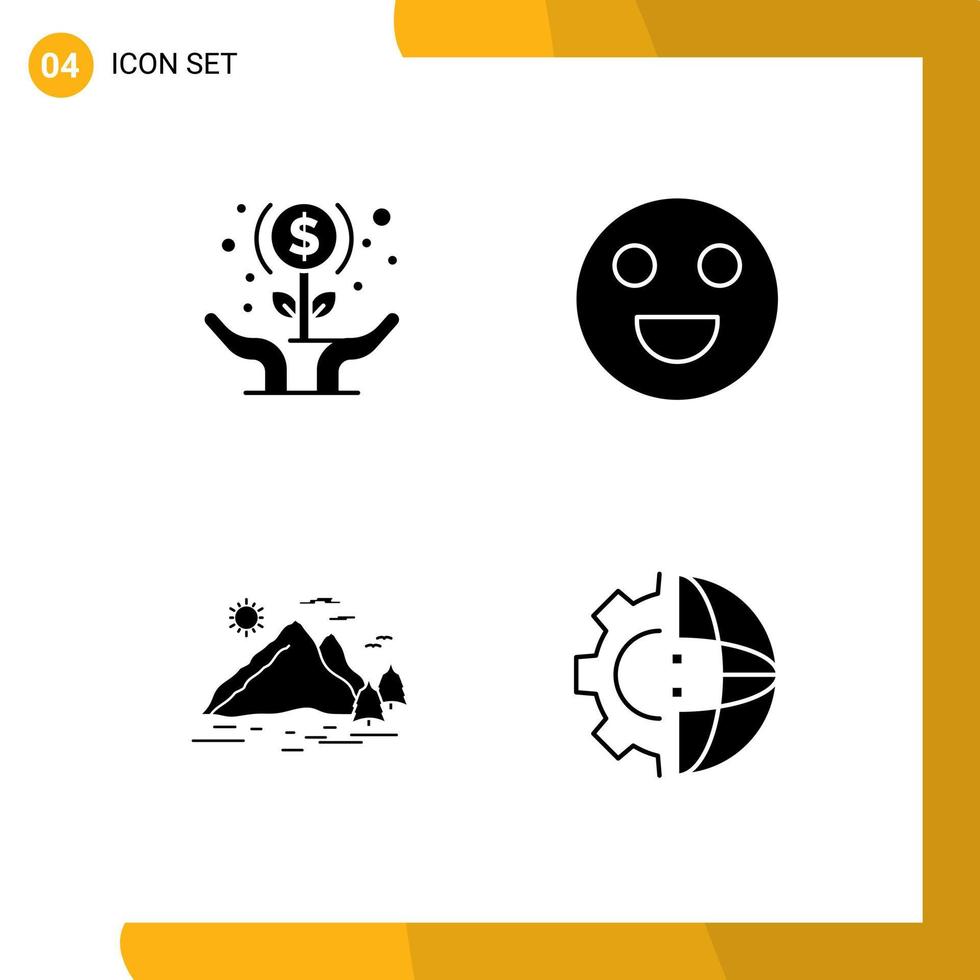 Editable Vector Line Pack of Simple Solid Glyphs of expand hill hands face mountain Editable Vector Design Elements