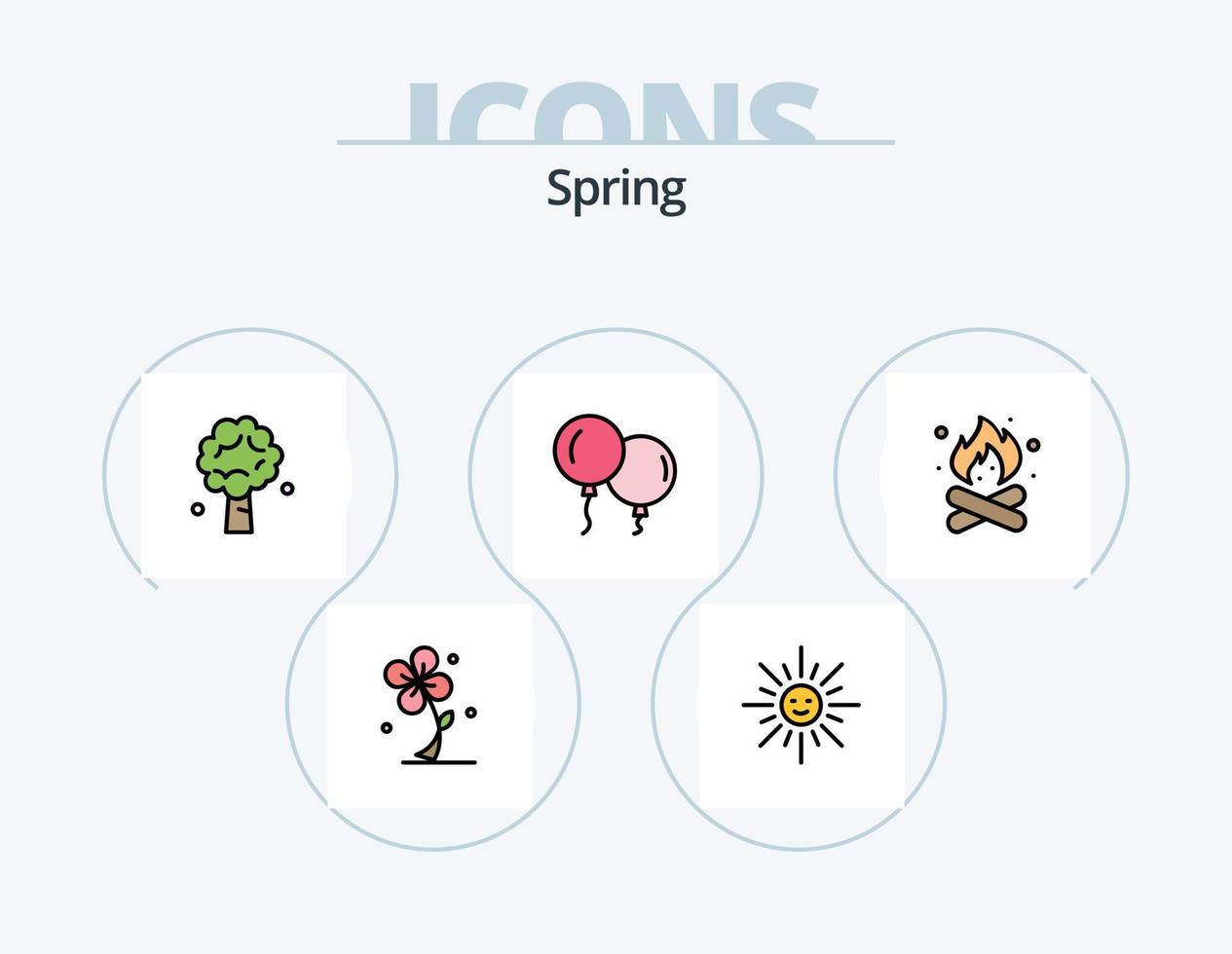 Spring Line Filled Icon Pack 5 Icon Design. water. flow. nature. curved. spring vector